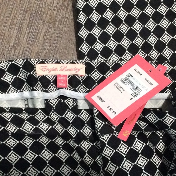 English Laundry Black Geo Capris NWT Size 6 - Picture 3 of 4